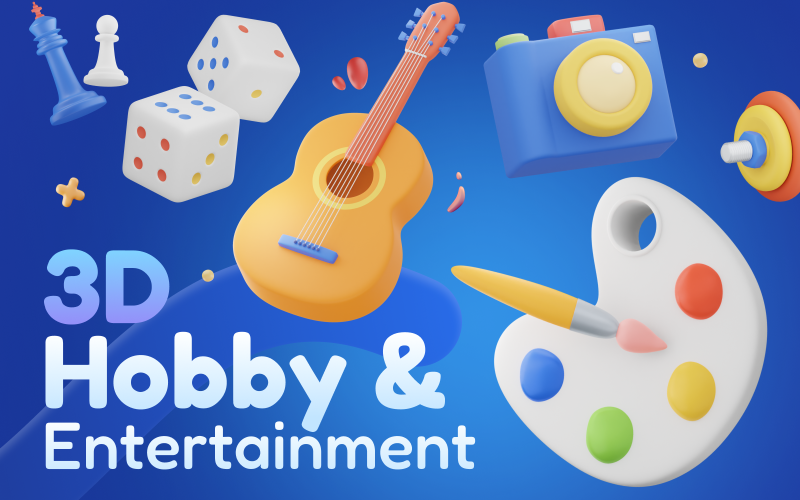 Hobbly - 3D-Icon-Set für Hobby und Unterhaltung