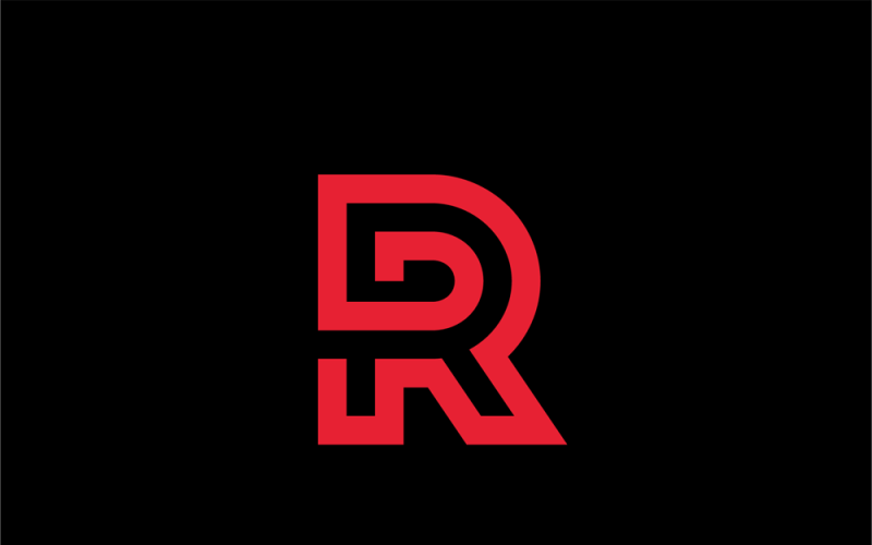 红线字母R标志设计模板
