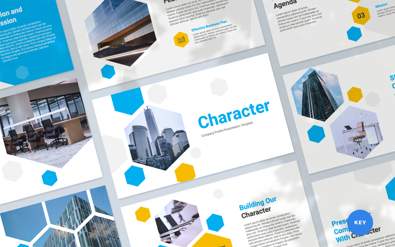 Carattere: modello di keynote per la presentazione del profilo aziendale