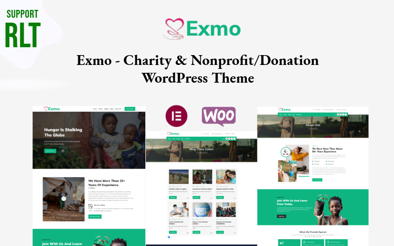 Exmo - Tema de WordPress para organizaciones benéficas y sin fines de lucro/donaciones