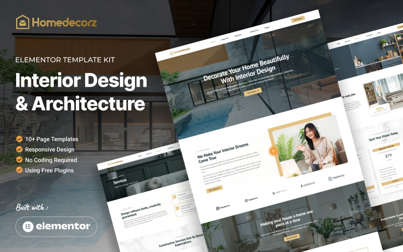 Homedecorz - Inredningsdesign & Arkitektur Elementor Template Kit