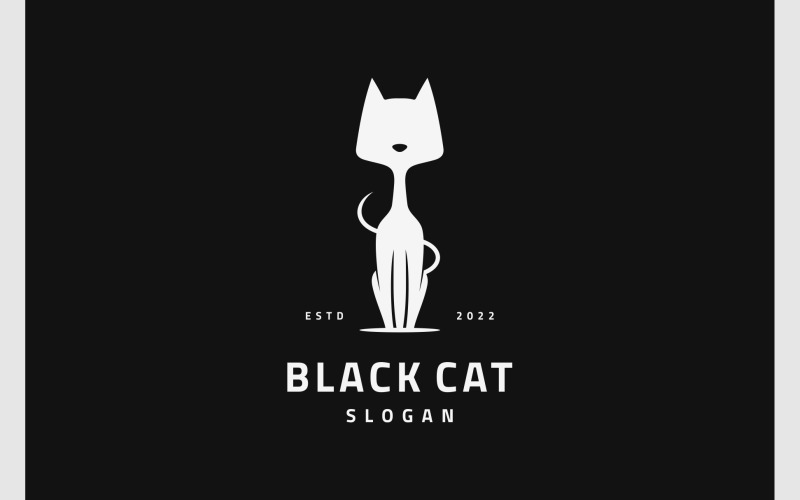 Logo della mascotte della silhouette piatta del gatto