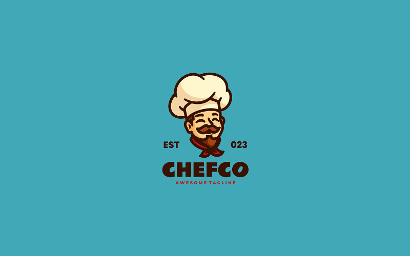 Chef Mascot rajzfilm logó sablon