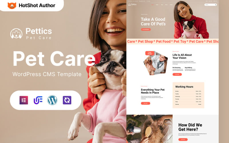 Pettics – Thème WordPress Elementor pour les soins des animaux de compagnie