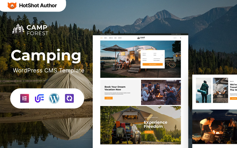 Camp Forest - Kamperen, wandelen en avontuur WordPress Elementor-thema