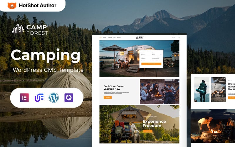 Camp Forest - Tema de WordPress Elementor para acampar, hacer senderismo y aventuras