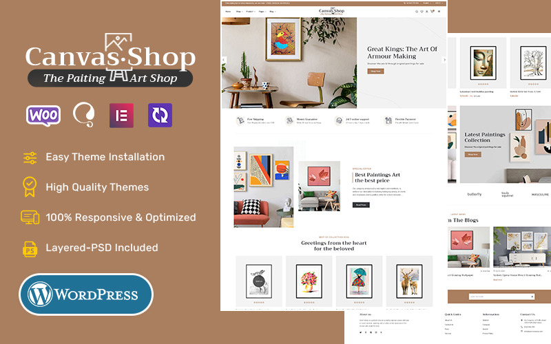 CanvasArt — созданная WooCommerce тема для рисования, искусства и ремесел