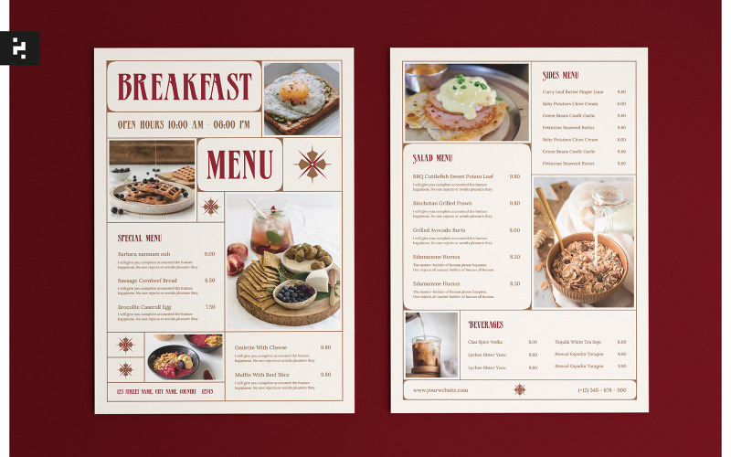 咖啡厅早餐菜单模板