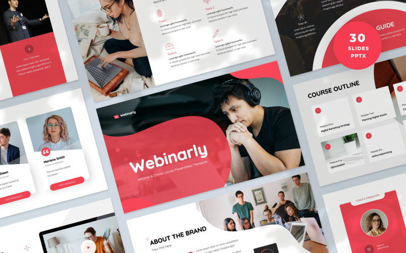 Webinarly – Webinar- und E-Kurs-Präsentations-PowerPoint-Vorlage