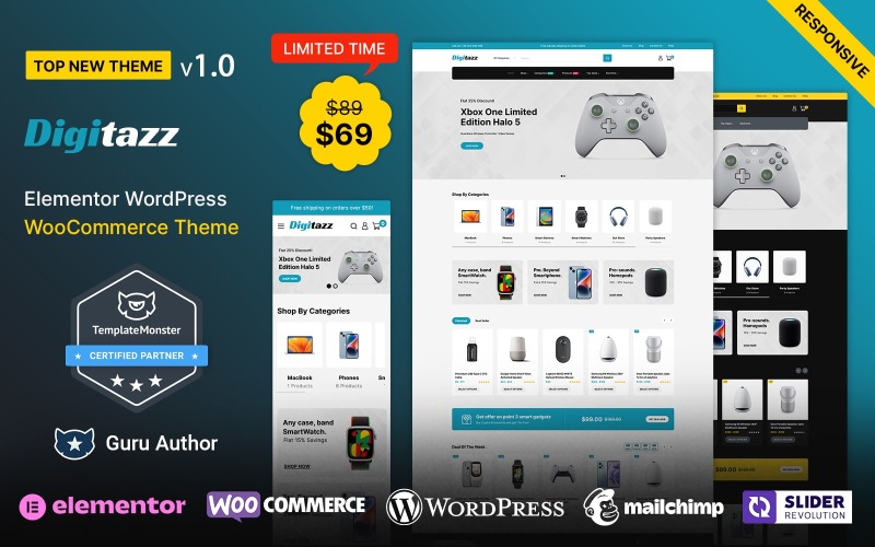 Digitazz — магазин цифрової та електроніки Elementor Woocommerce