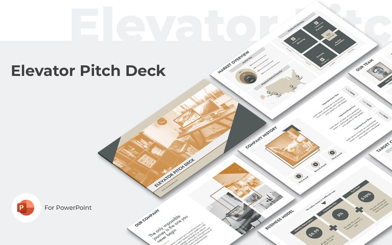 Modèle de présentation PowerPoint de pitch deck d'ascenseur