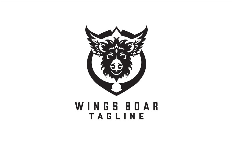 Wings Boar Logo Design Template