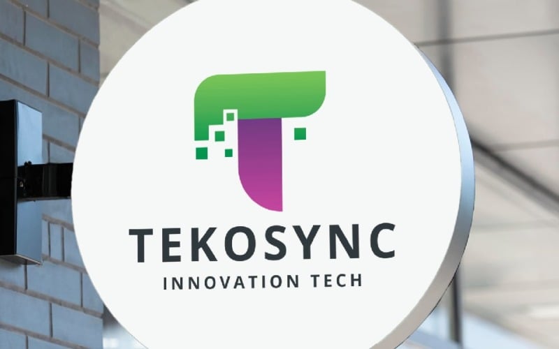 Modelo de logotipo da letra T da Tekosync