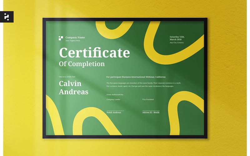 Plantilla de certificado verde moderno