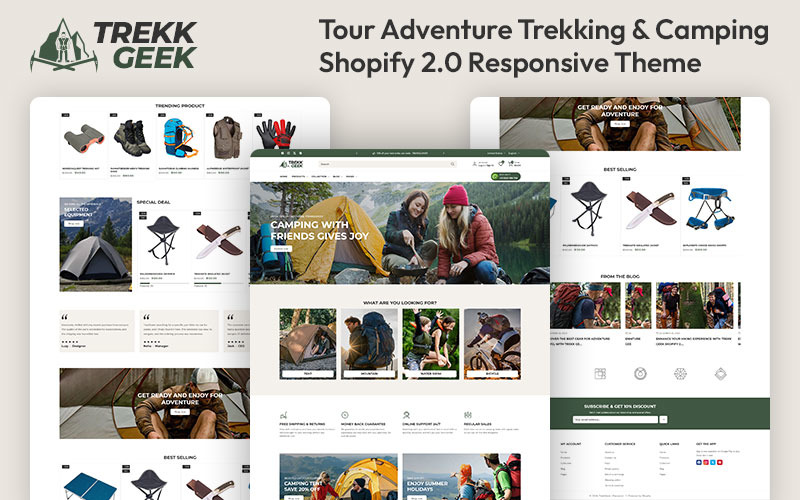 Trekk Geek - Tour Adventure Trekking & Camping Store Багатофункціональна адаптивна тема Shopify 2.0