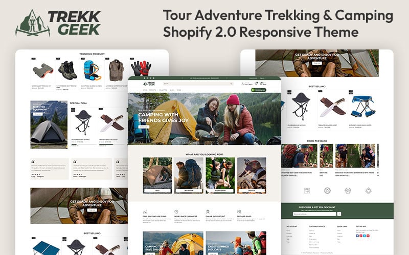 Trekk Geek - Tour Adventure Trekking & Camping Store Thème réactif Shopify 2.0 polyvalent