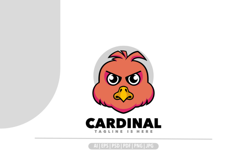 Modello di progettazione del logo della mascotte arrabbiata con testa cardinale