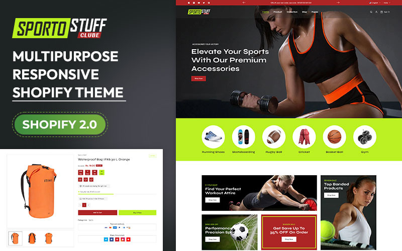 体育用品-运动服装和健身器材配件. Responsives Shopify-Theme