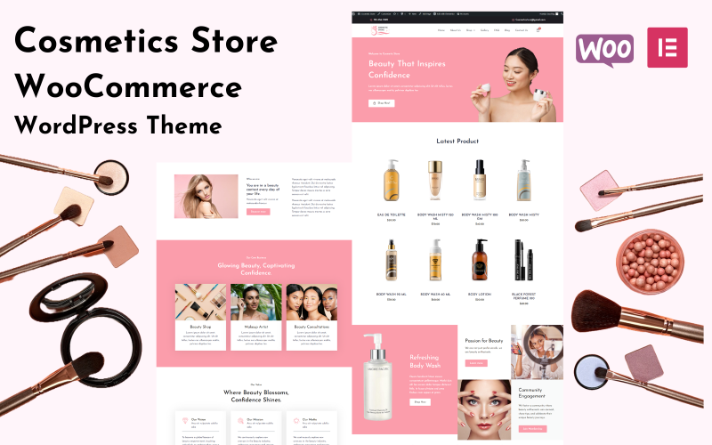 Tema WordPress Elementor WooCommerce per negozio di cosmetici