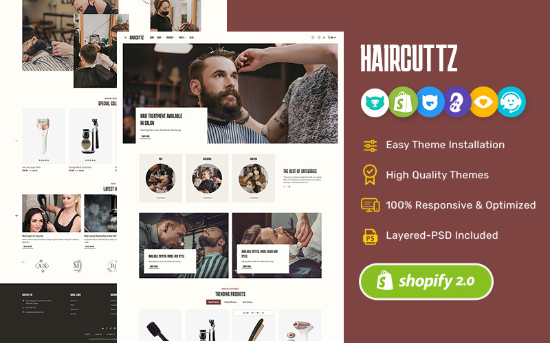 HairCuttz – Modernes Shopify-Theme für Friseursalon und Friseursalon