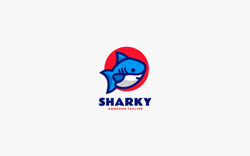 鲨鱼简单吉祥物标志
