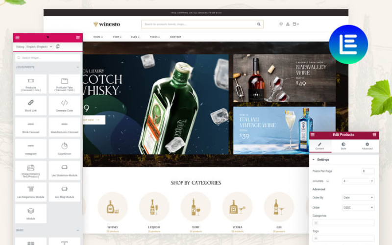 Obchod Wine – Luxuriöses und modernes Prestashop-Getränk