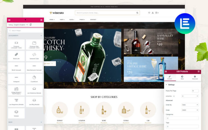 Obchod Wine - luxusní a moderní nápoj Prestashop téma