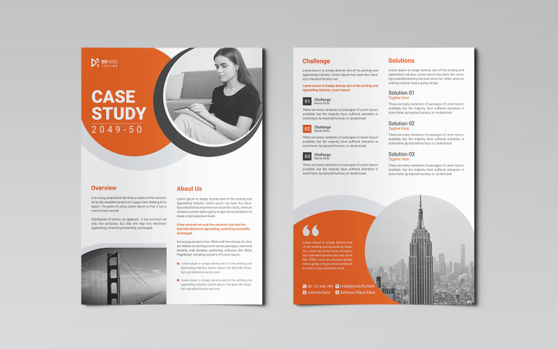 Creatief en professioneel corporate casestudy flyerontwerp