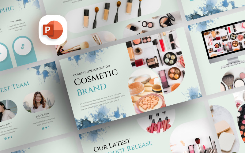 Waterverf Cosmetica Merk PowerPoint-sjabloon