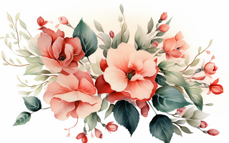 Букеты акварельных цветов, иллюстрация фона 111