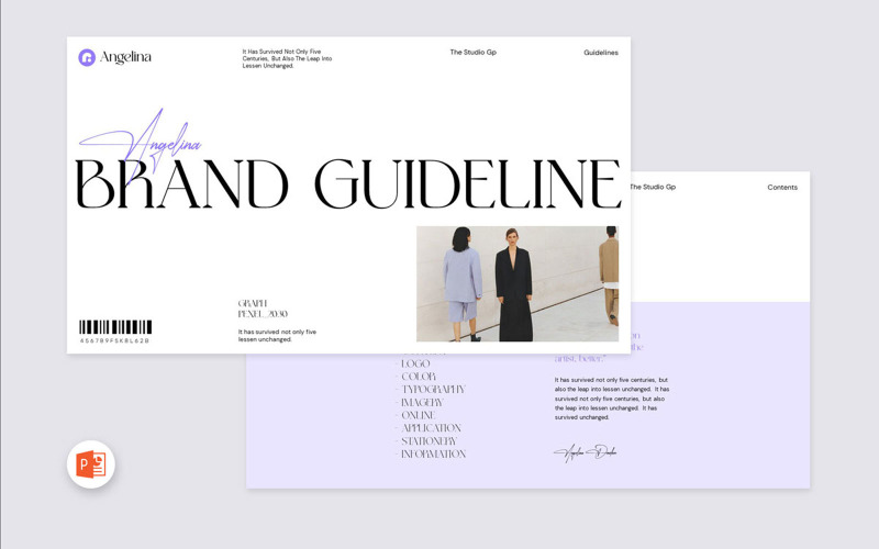 Angelina Brand Guideline PowerPoint šablona