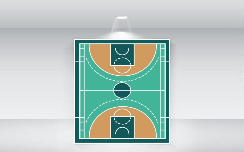 篮球场矢量模板顶部视图