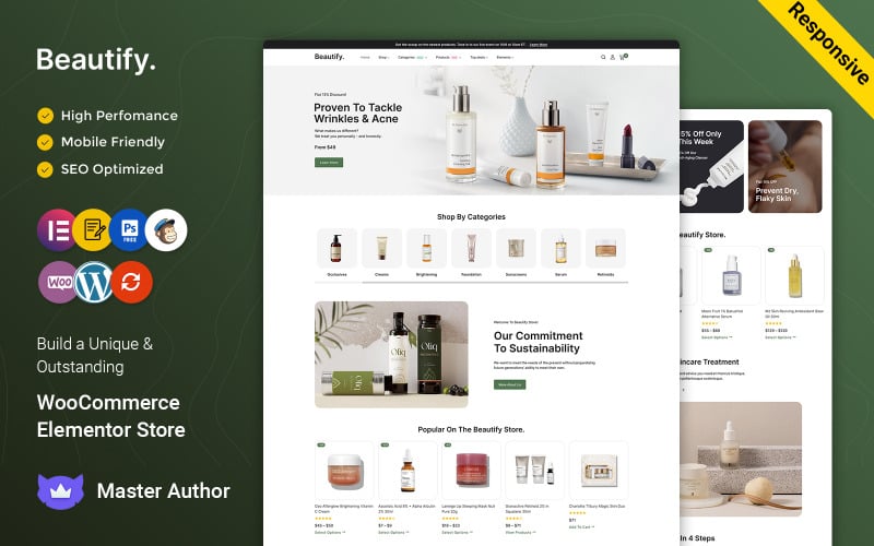 Beautify – 美容和化妆品 Elementor WooCommerce 商店