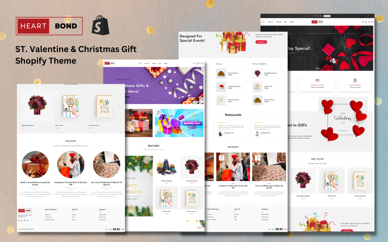 HeartBond – Szent Valentin és karácsonyi ajándék Shopify téma