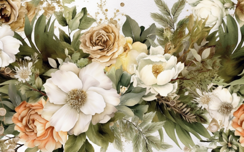 Watercolor Flowers Bouquets, illustration background 514