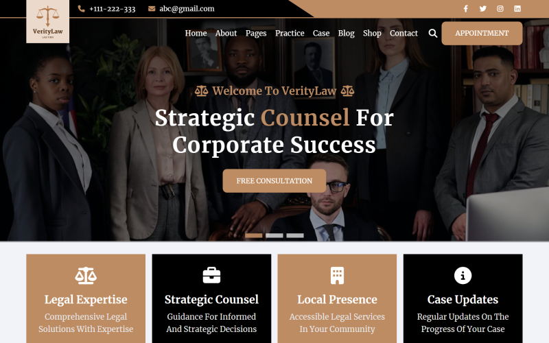 VerityLaw -律师事务所和律师HTML5网站模板