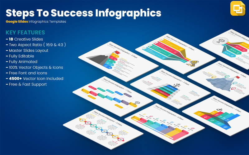 Steps To Success Infographics 谷歌的幻灯片 模板