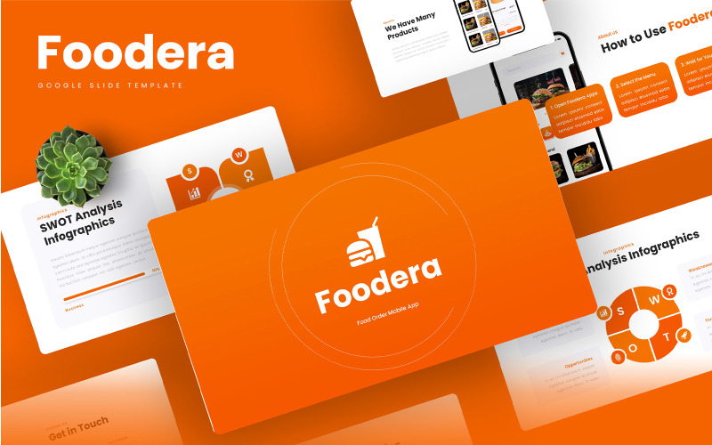 Foodera -食品配送移动应用程序 & SAAS谷歌幻灯片模板