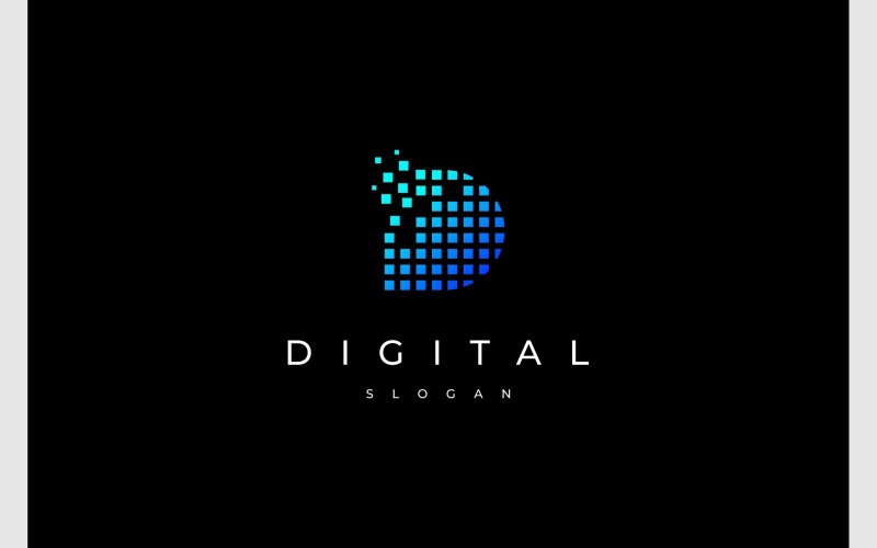 Letter D Data Pixel Digital Technology Logo