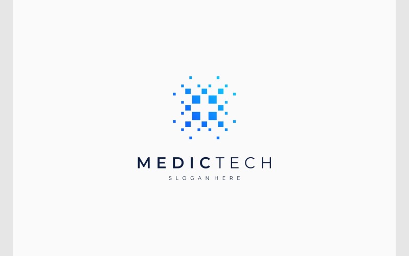Medische geneeskunde Pixel digitale technologie Logo