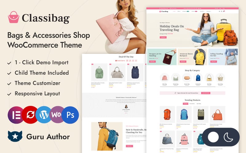 Classibag – kabelky a módní obchod Elementor WooCommerce responzivní téma