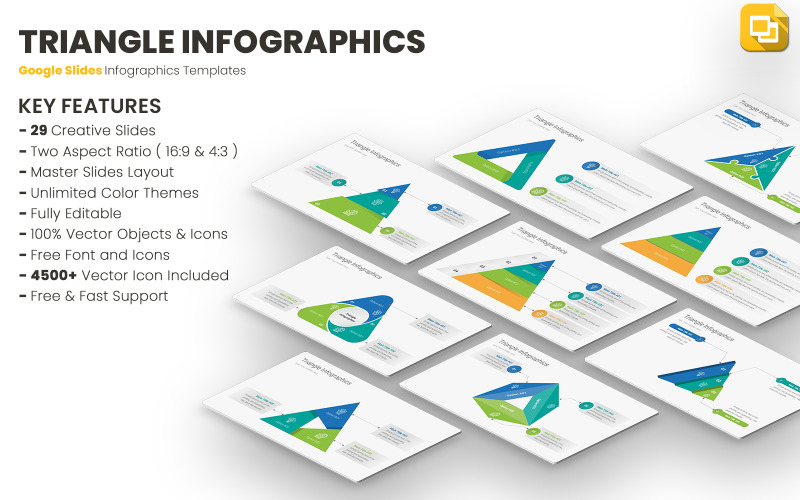 Trójkątne infografiki Szablony slajdów Google