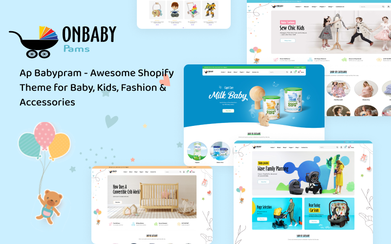 Aplikacja Babypram - motyw Shopify dla sklepu z modą dziecięcą