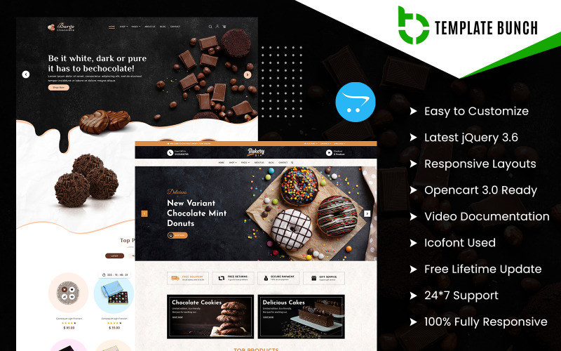 BargeBaker - Thème OpenCart réactif pour le chocolat et la boulangerie pour modèle de site Web de commerce électronique