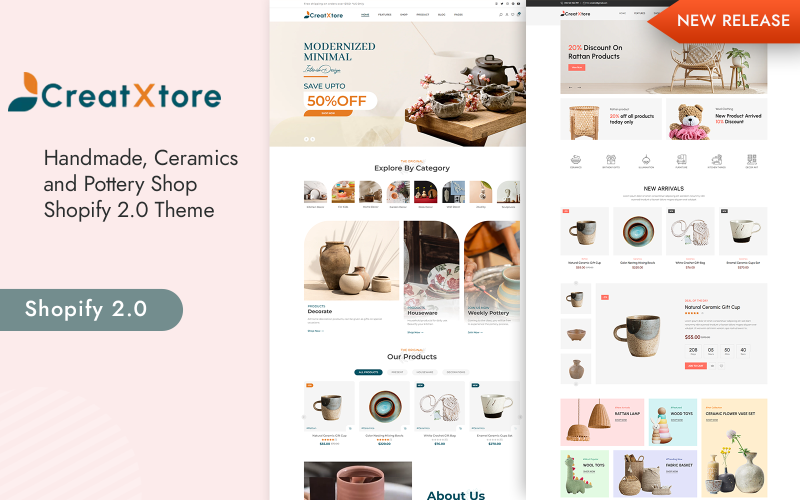 CreatXtore - Handgjorda, keramik- och keramikaffär Shopify 2.0-tema