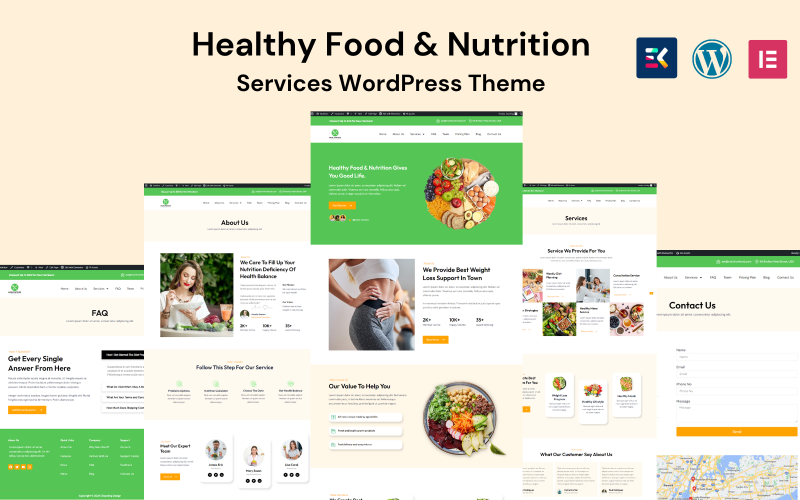 Tema WordPress de serviços de alimentação e nutrição saudáveis