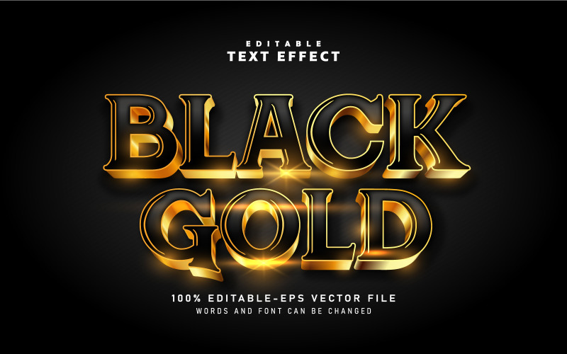 Efecto de texto 3D Negro Oro - Efecto de texto editable