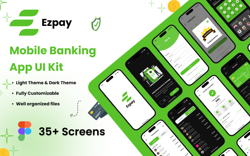 Ezpay - Modèle Figma d'application bancaire et financière mobile