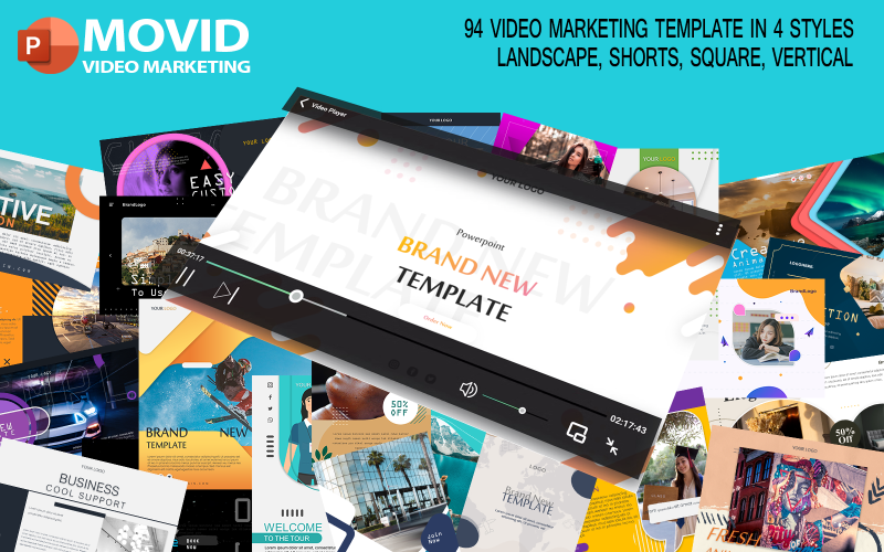 Szablon programu PowerPoint do marketingu wideo Movid