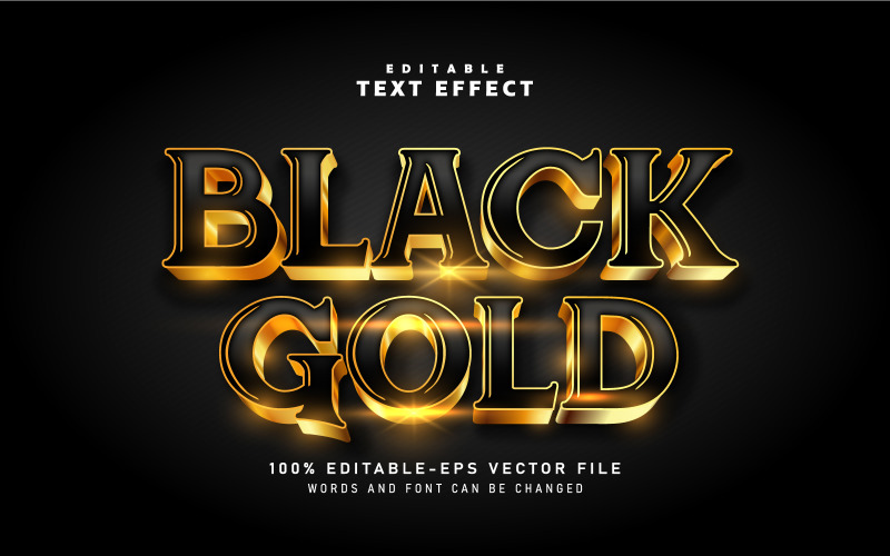 Текстовый эффект 3D Black Gold - Редактируемый текстовый эффект